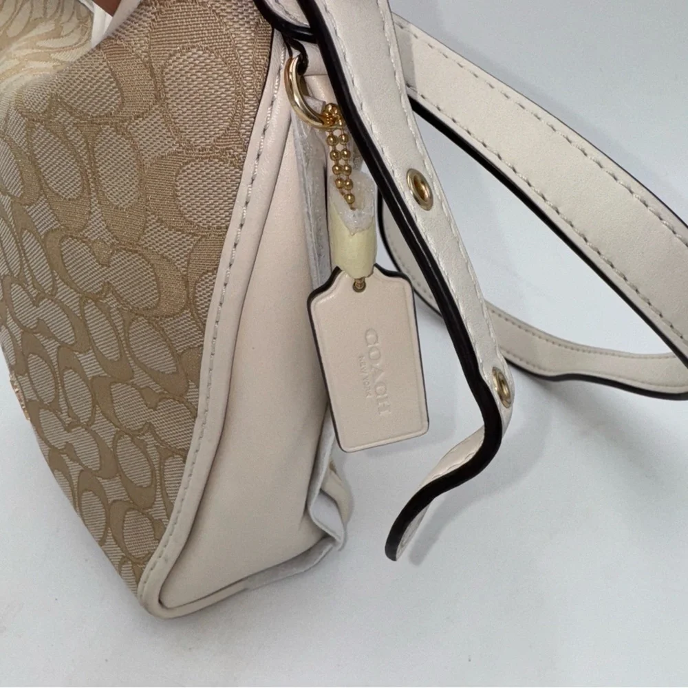 Coach Signature Dufflette Light Khaki Chalk 25697 Crossbody Shoulder Bag
